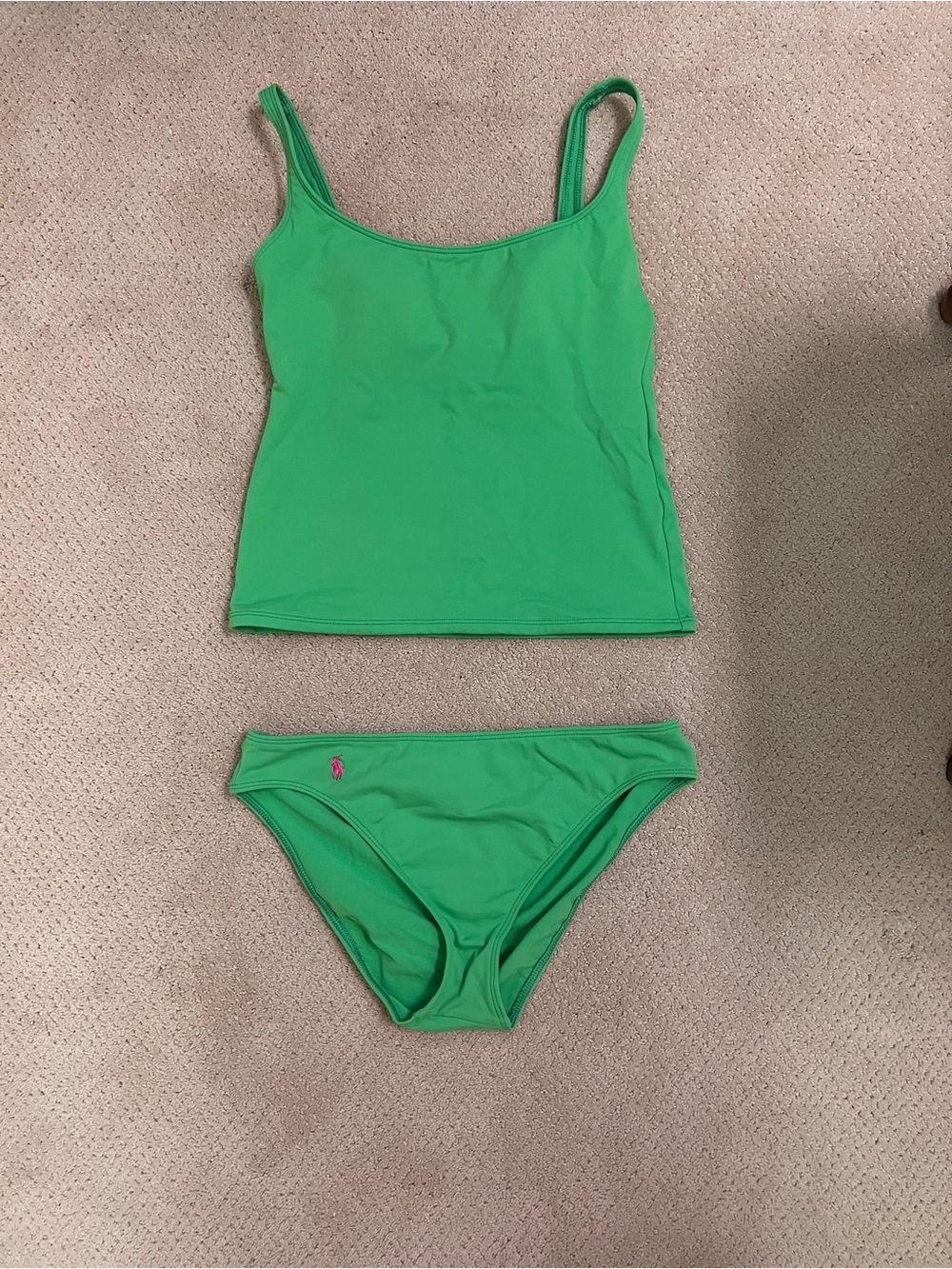 Ralph Lauren Bright Green Bikini Bottoms with Pink Logo